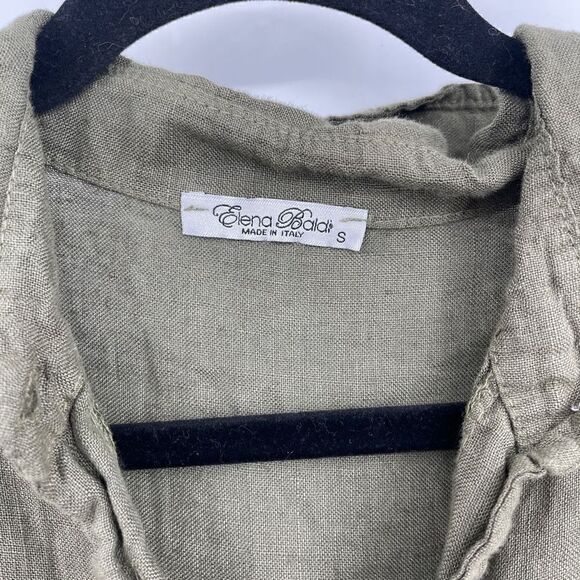 Elena Baldi Women's Olive Green Button-Front Long-Sleeve Shirt Dress Size S - Picture 3 of 6